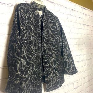 Merle London Silver flowers on black jacket